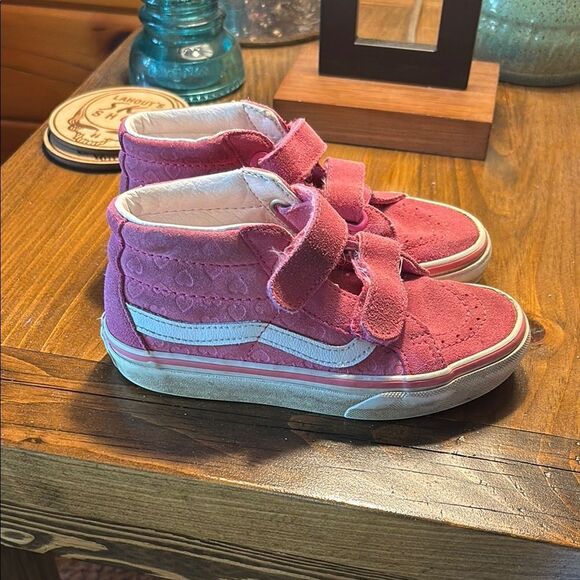 Vans Pink and White High-Top Sneakers with Velcro Straps - Picture 1 of 11
